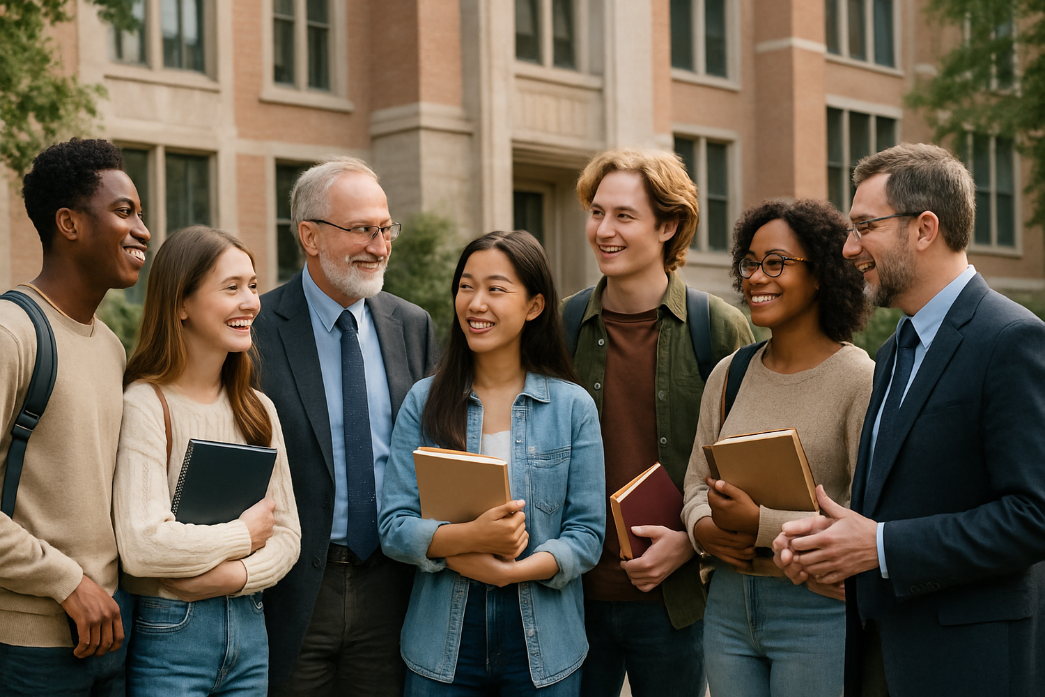 a group of college students and teachers